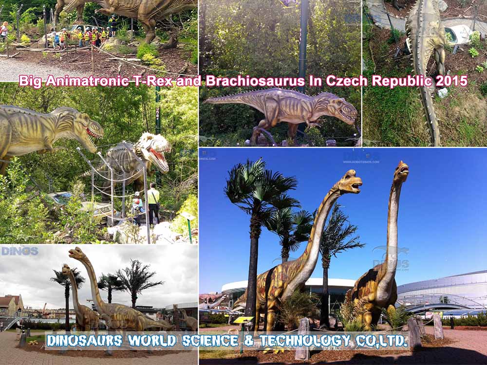 Big-Animatronic-T-Rex-and-Brachiosaurus-In-Czech-Republic-2015